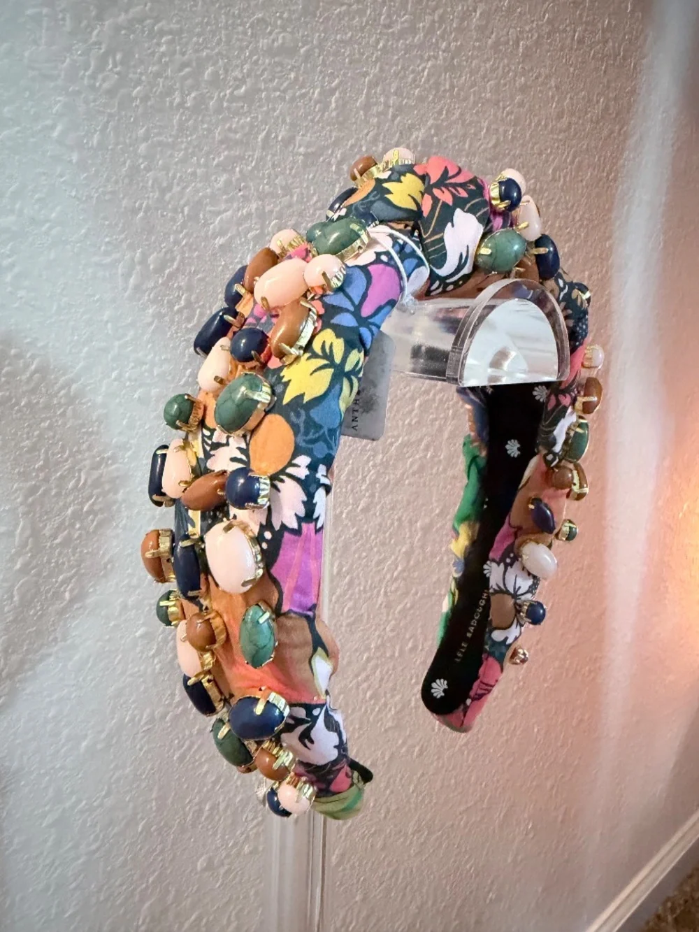 Lele Sadoughi Liberty London Mixed Stone Top Knot Headband NWT